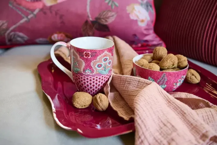 Pip Studio Rechteckig Schale Emailliert Dunkel Rosa