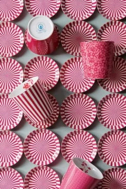 Outlet Pip Studio Royal Stripes Tasse & Teebeutelablage Dunkel Rosa