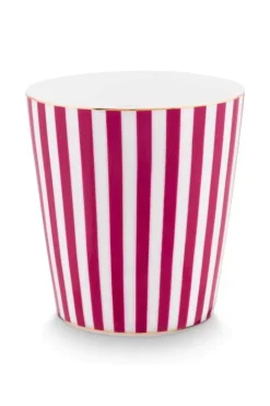 Outlet Pip Studio Royal Stripes Tasse & Teebeutelablage Dunkel Rosa