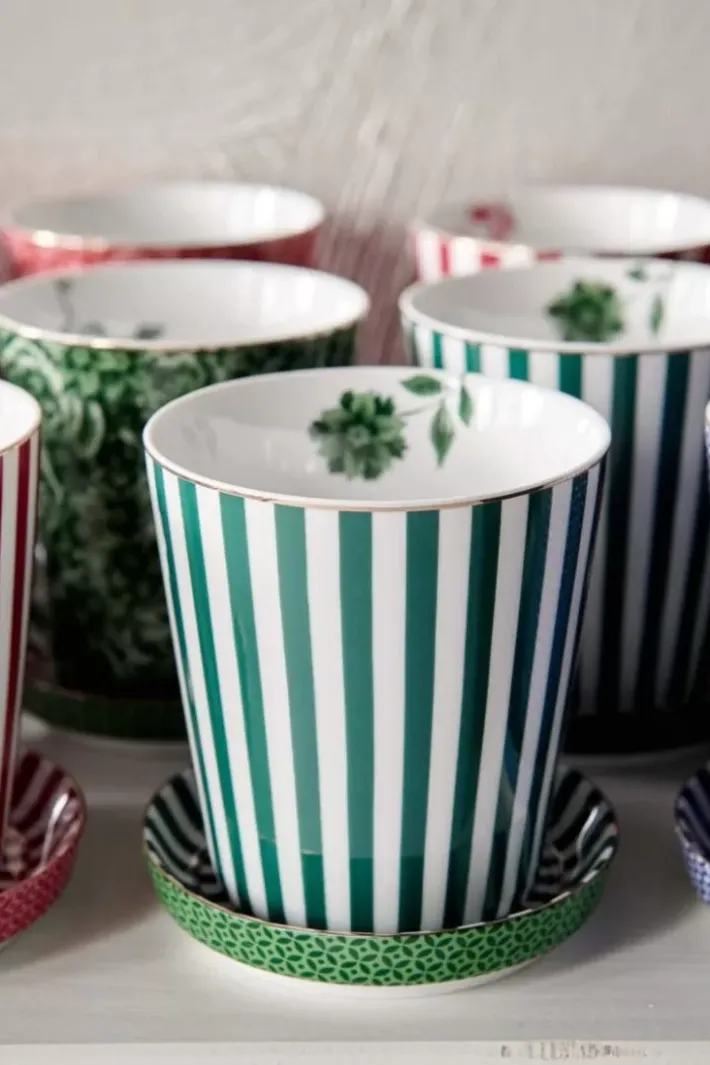 Online Pip Studio Royal Stripes Tasse & Teebeutelablage Grun