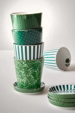 Best Pip Studio Royal Stripes Tasse Blumen & Teebeutelablage Grun