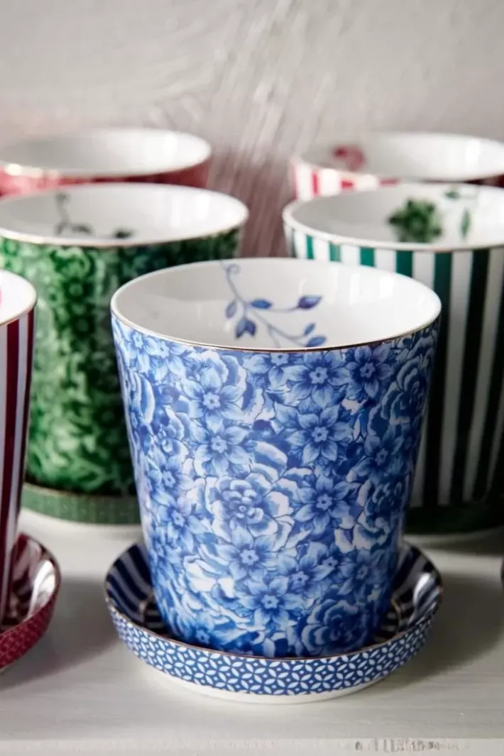 New Pip Studio Royal Stripes Tasse Blumen & Teebeutelablage Blau