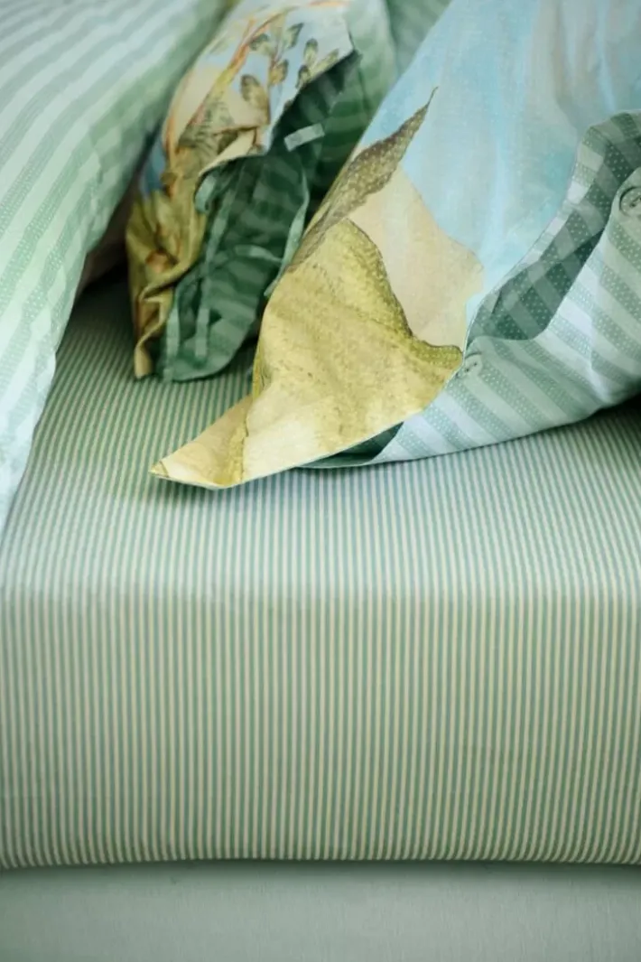 Outlet Pip Studio Spannbettlaken Duo Stripe Khaki