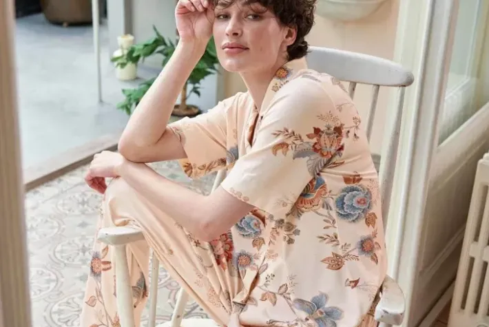 Hot Pip Studio Top Kurze Armel Cece Fiore Weis