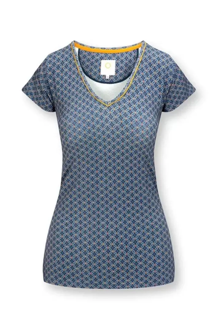 Outlet Pip Studio Top Kurze Armel Tegola Blau