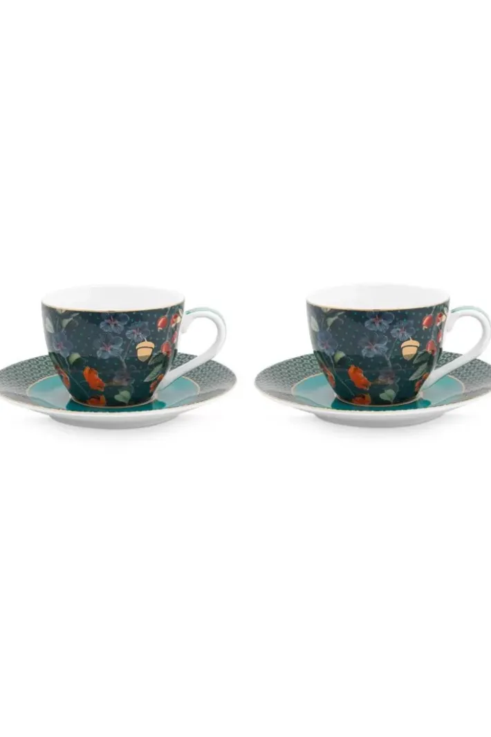 Pip Studio Winter Wonderland Set/2 Espresso Tassen & Untertassen Dunkelblau